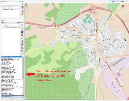 menu deroulant gps globe
